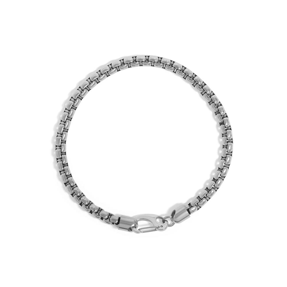 Solid Stainless Steel 5mm Round Box Ankle Bracelet 9"